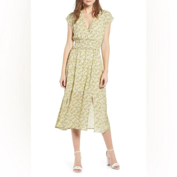 WAYF Leanne Double Slit Smocked Midi Dress small - Picture 11 of 13